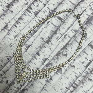 Elegant Silver Crystal Costume Necklace